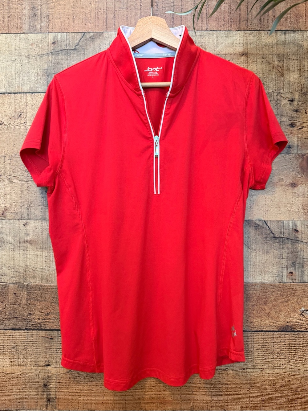 Jofit Women's Red Short-Sleeve Quarter-Zip Golf Polo